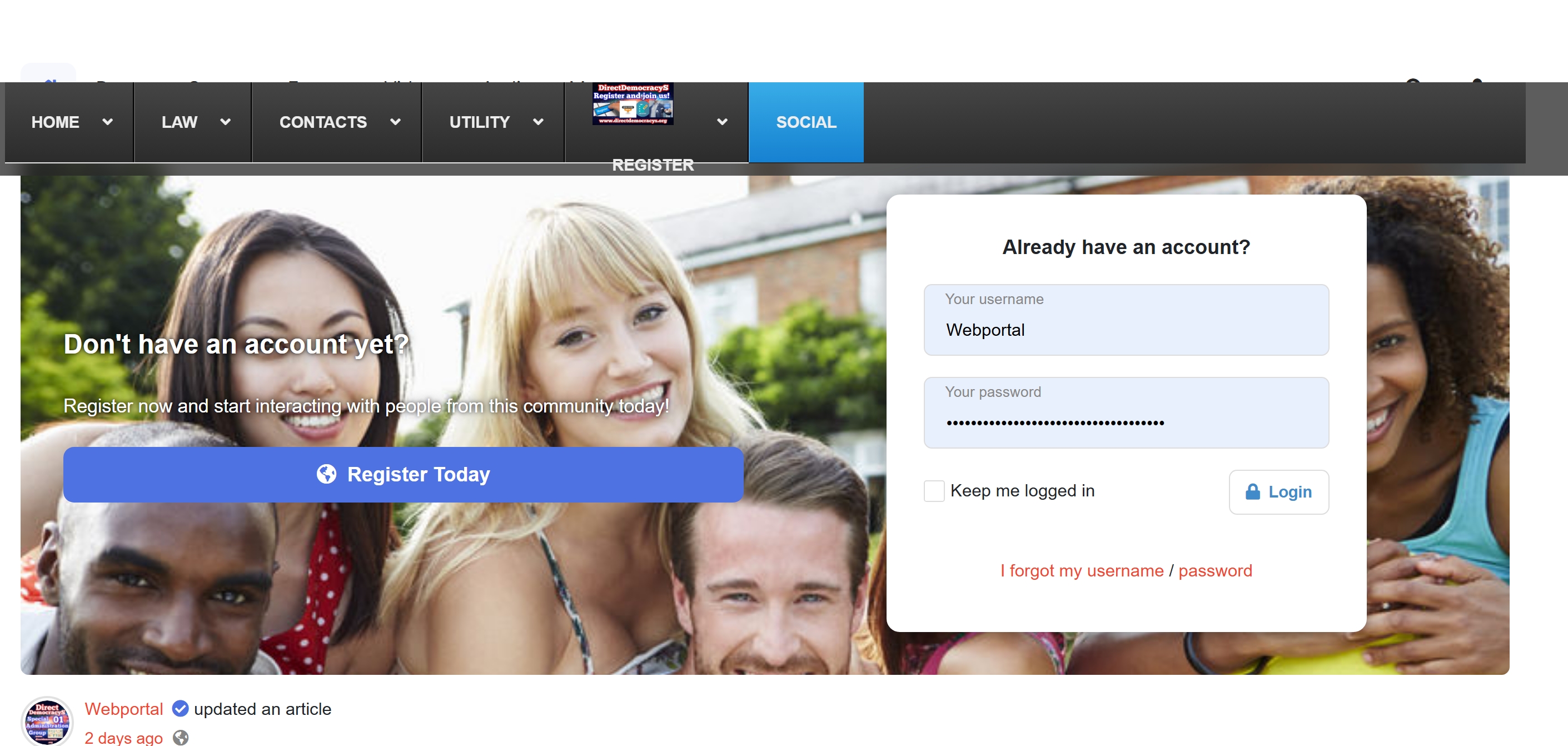 access page social area with access module